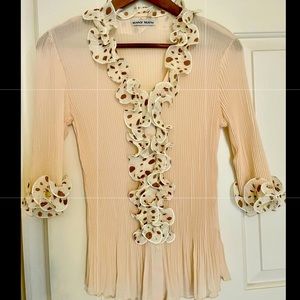 Pleated Blouse Long Sleeve | Color: VINTAGE NUDE | Size (S) |